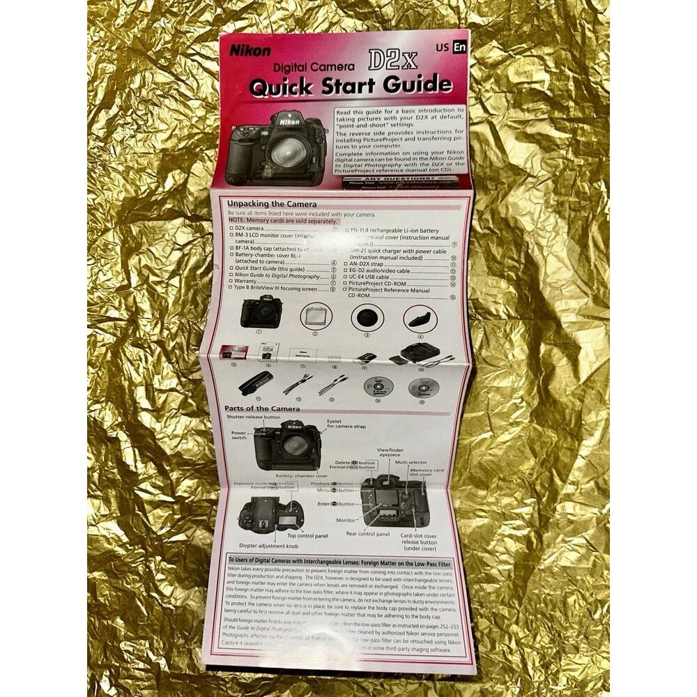 Nikon English Original D2X Quick Start Guide
